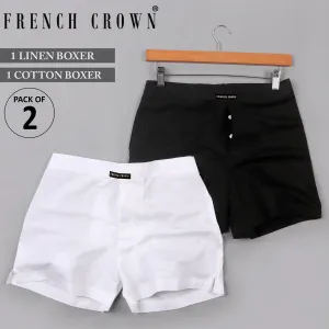 Black Cotton and White Premium Linen Boxers