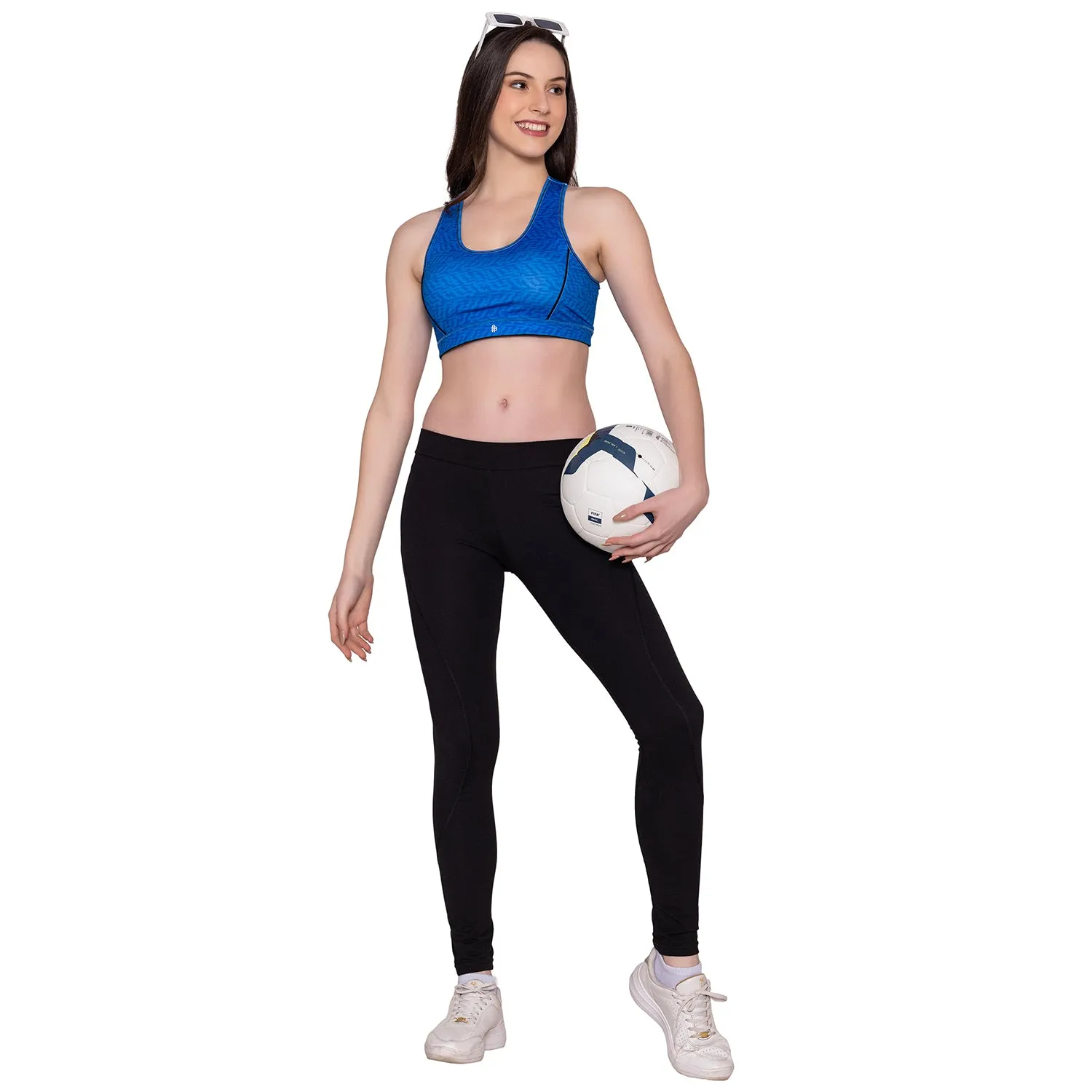 Blue Full Coverage Wirefree Padded Sports Bra