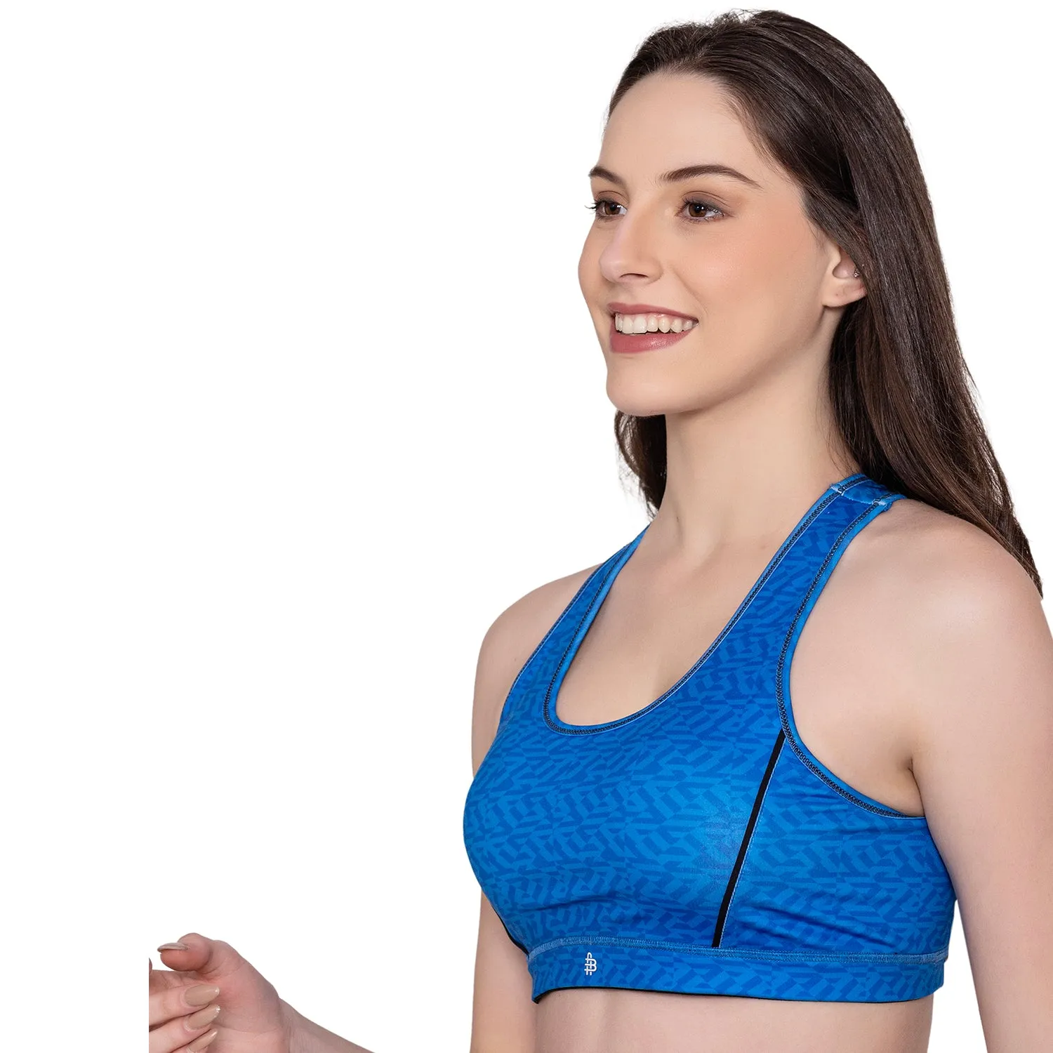 Blue Full Coverage Wirefree Padded Sports Bra