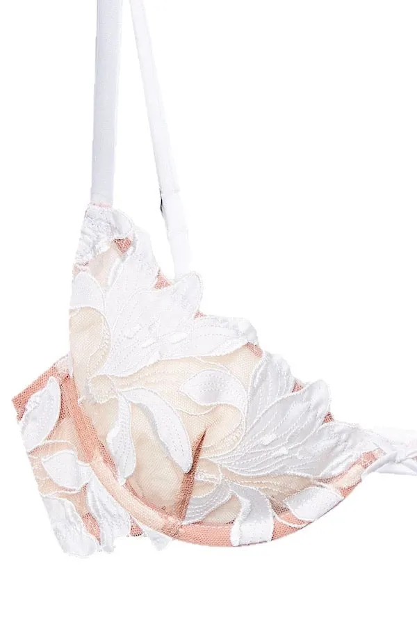 Lily Embroidery Plunge Demi Bra Ivory