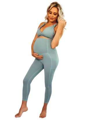 Maternity Bra & Legging Activewear Set -  Blue