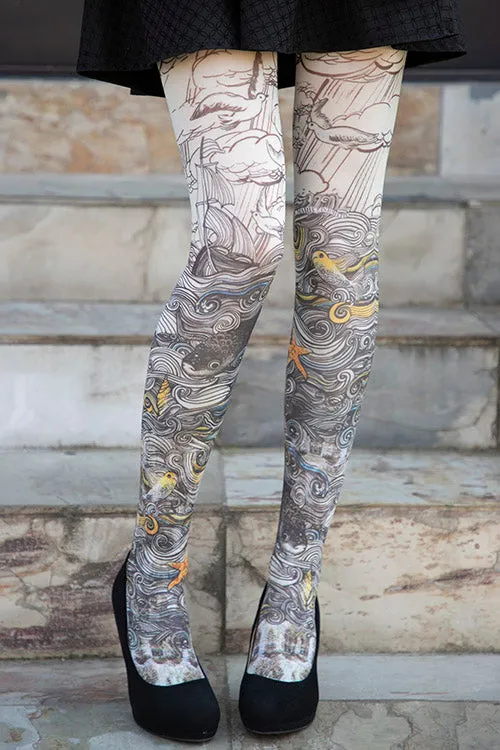 Sous Le Vent Printed Tights